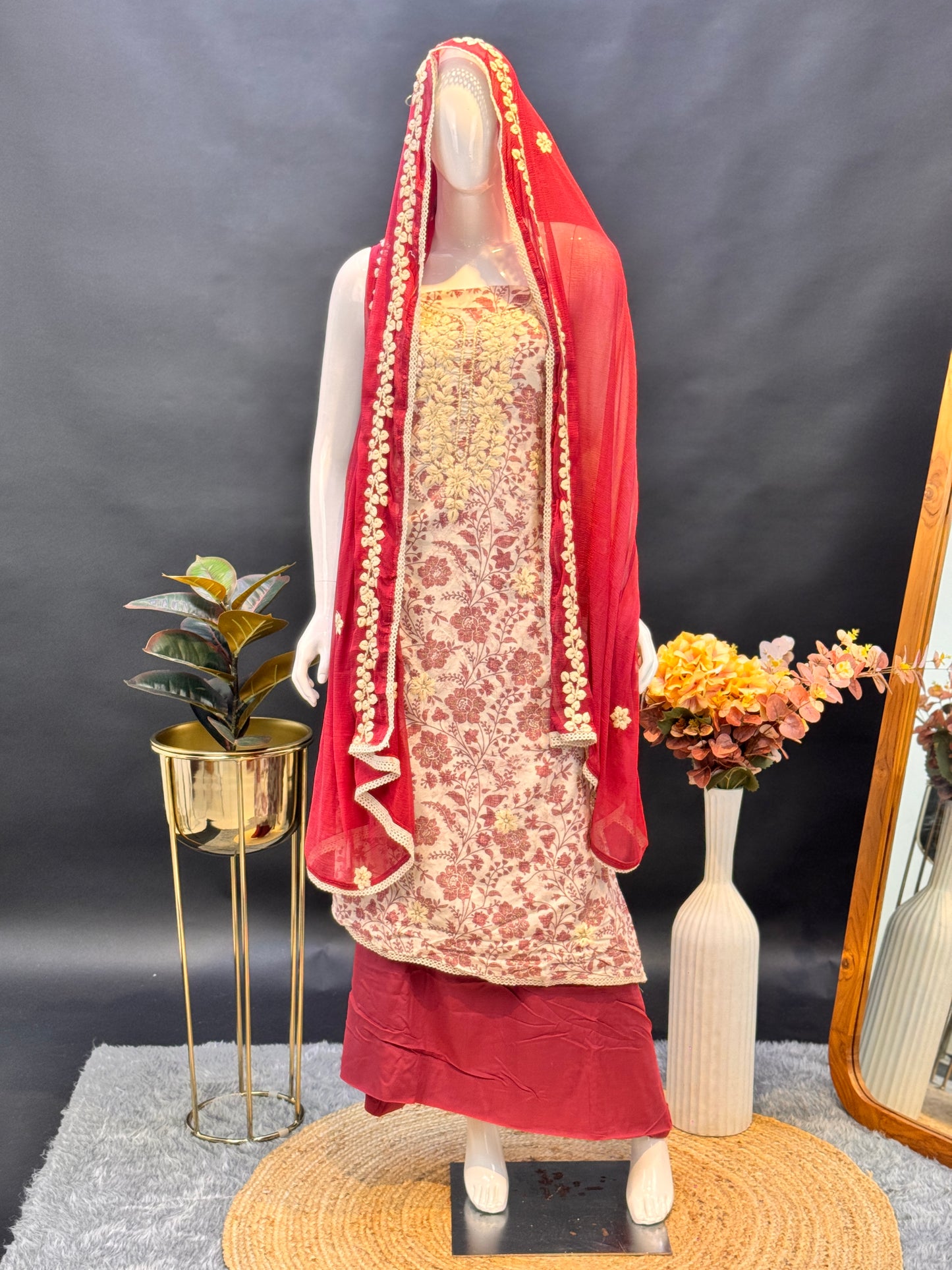 Thread Work Salwar Suit Material