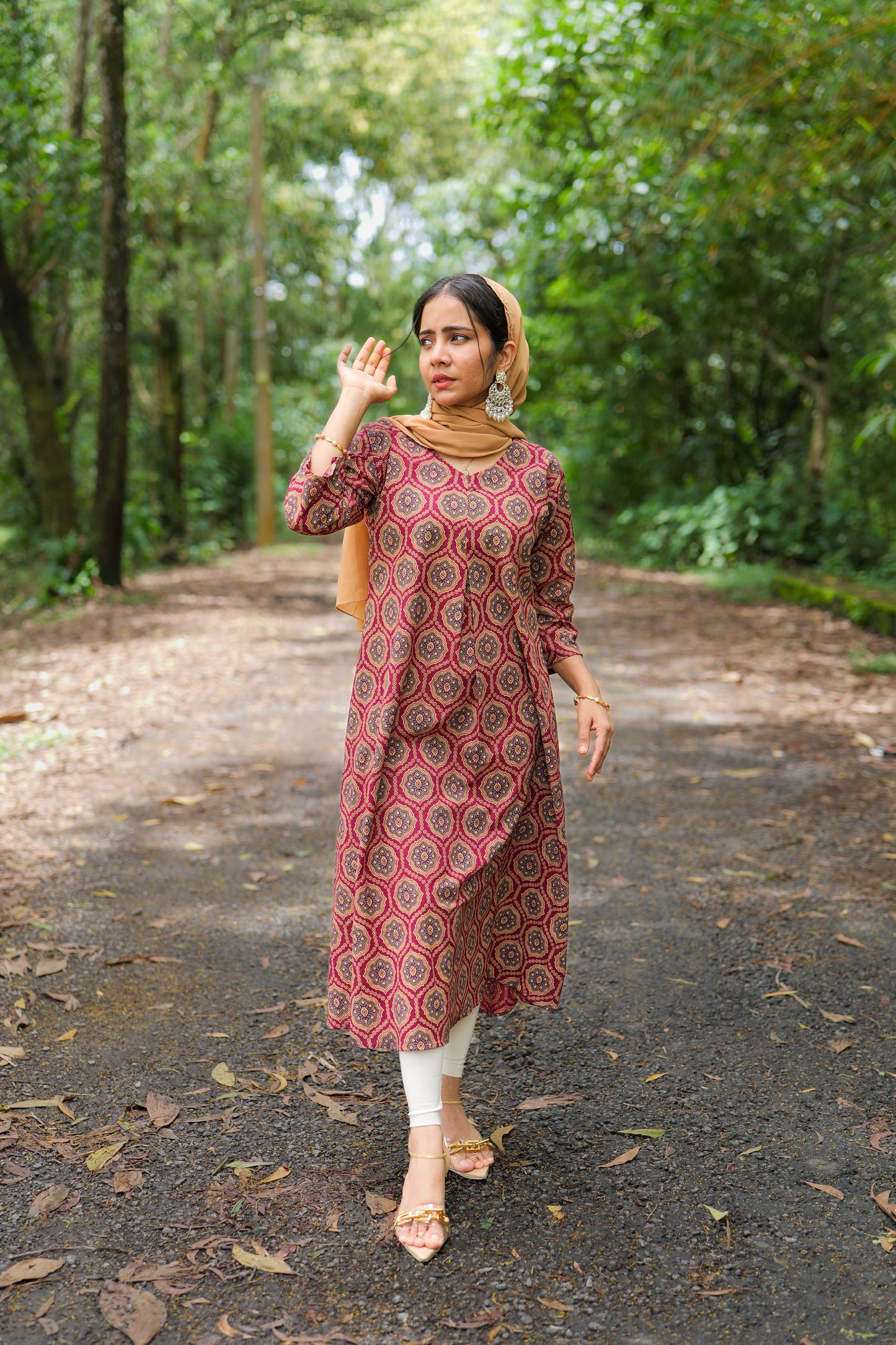 BUDGET FIT Geometric Print A-Line Cotton Kurti