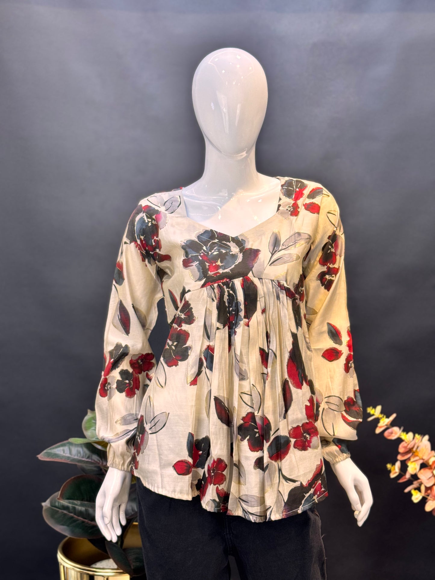 Rayon Floral Peplum Top