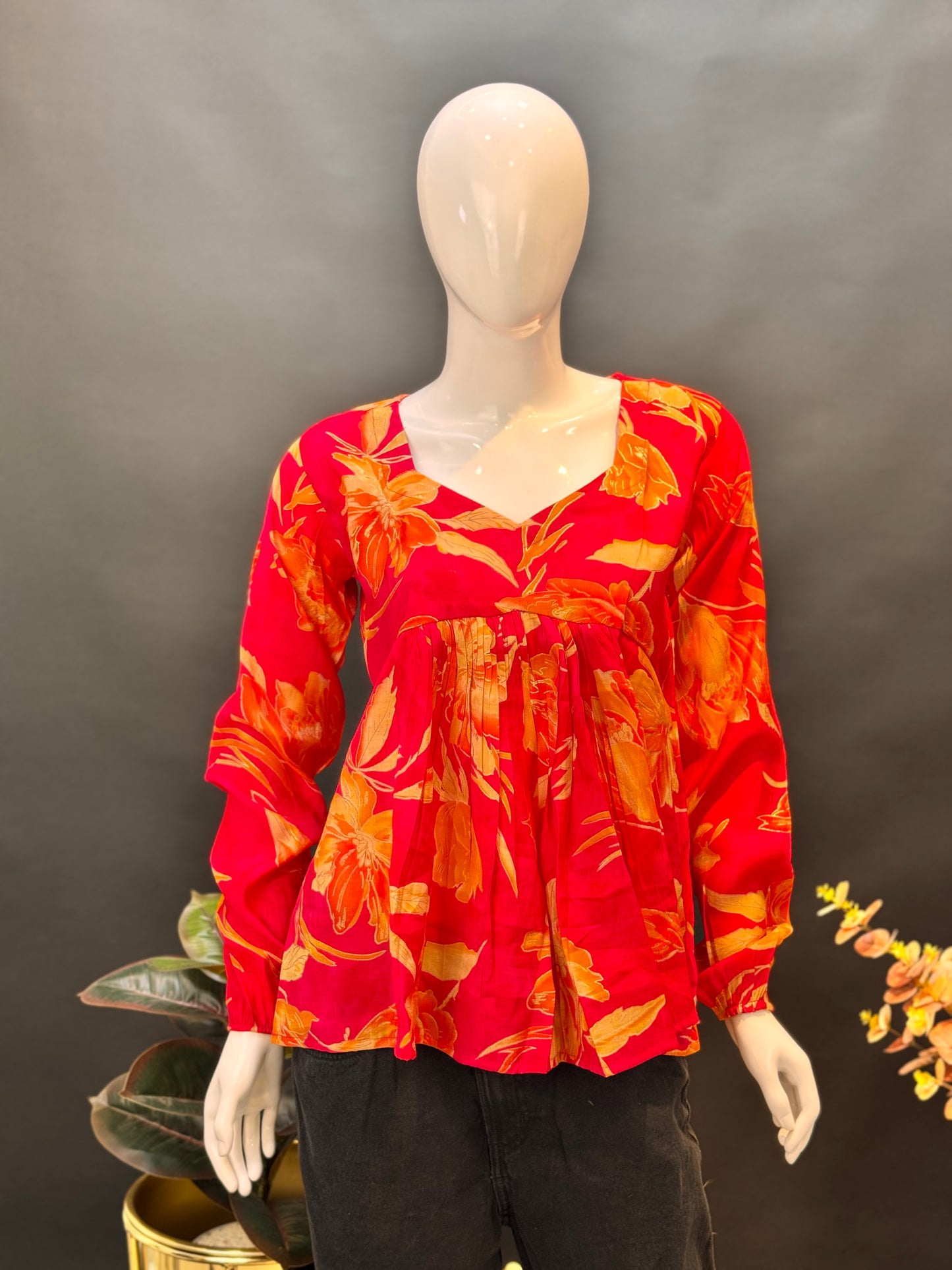 Rayon Floral Peplum Top