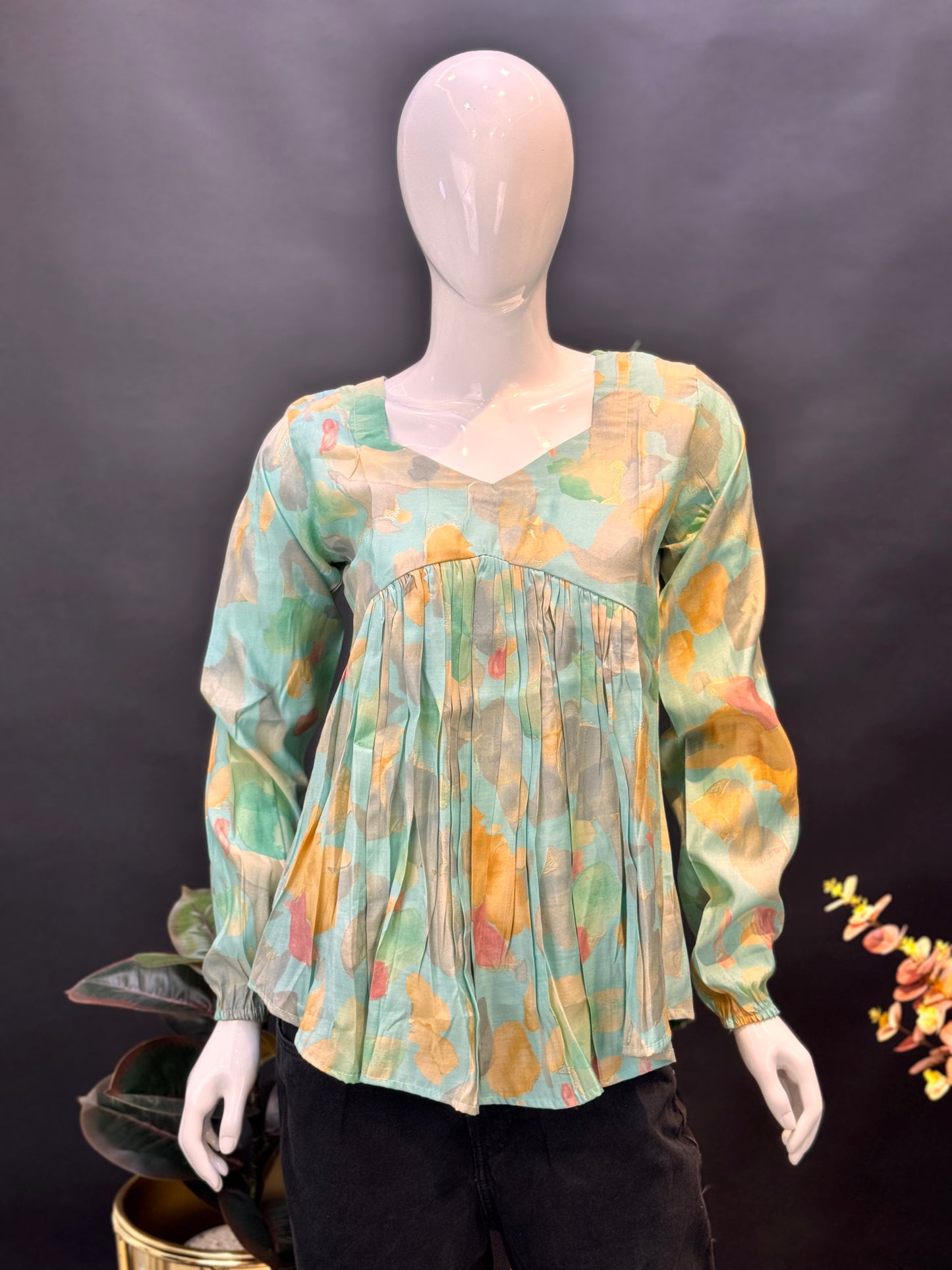 Rayon Floral Peplum Top