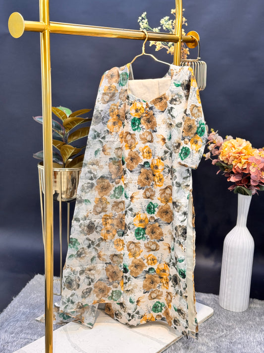 Bloom Kurta Set With Digital Floral Print 3-Piece Set