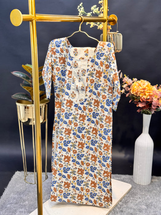 Rust & Blue Garden Kurti 2-piece set