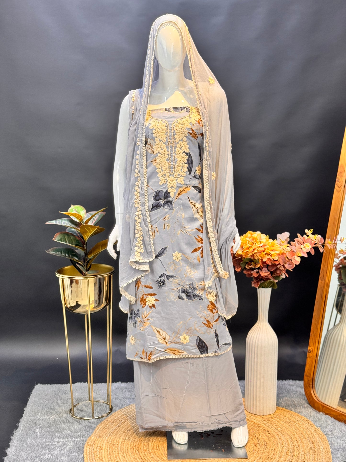 Thread Work Salwar Suit Material