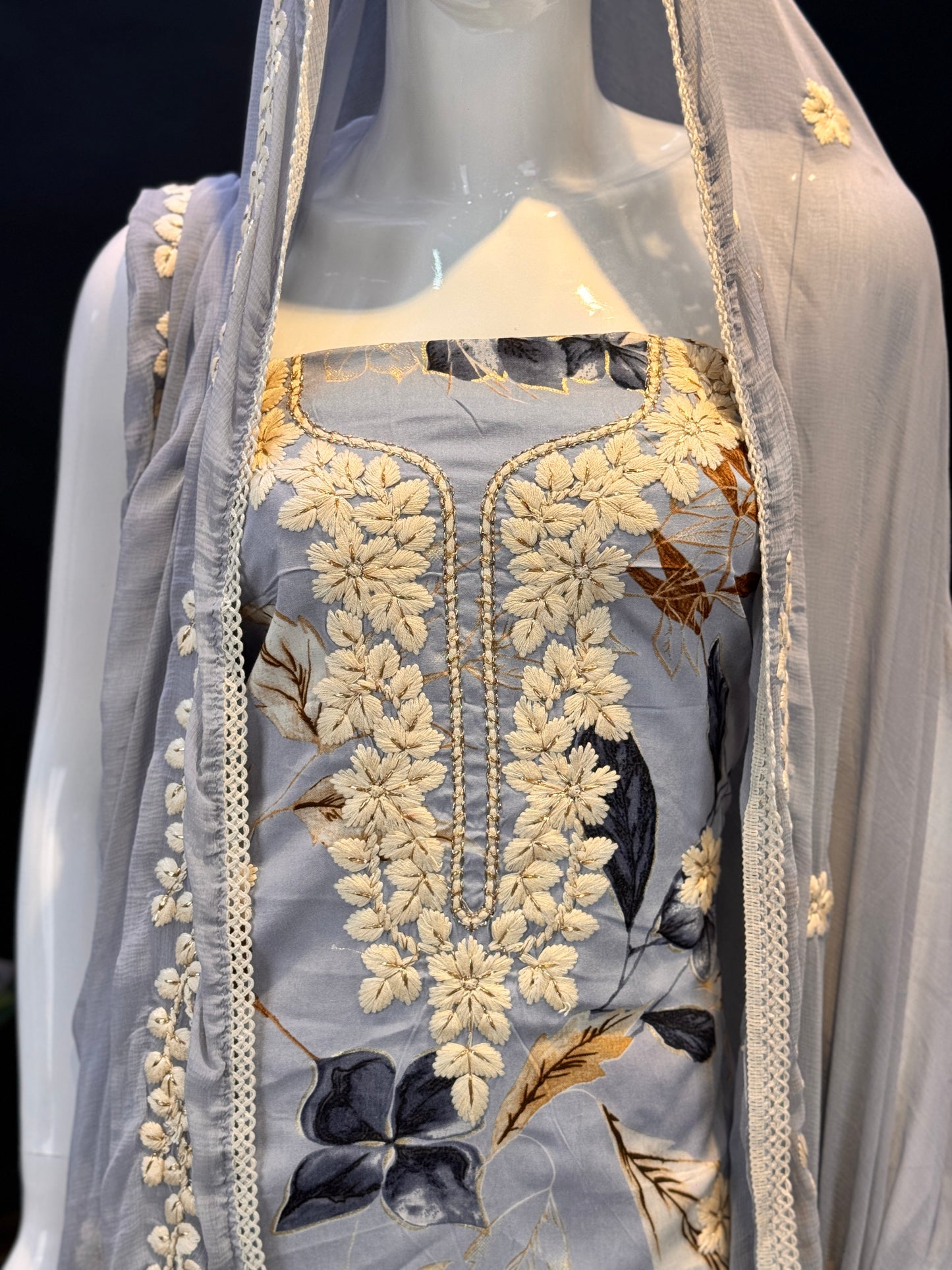 Thread Work Salwar Suit Material