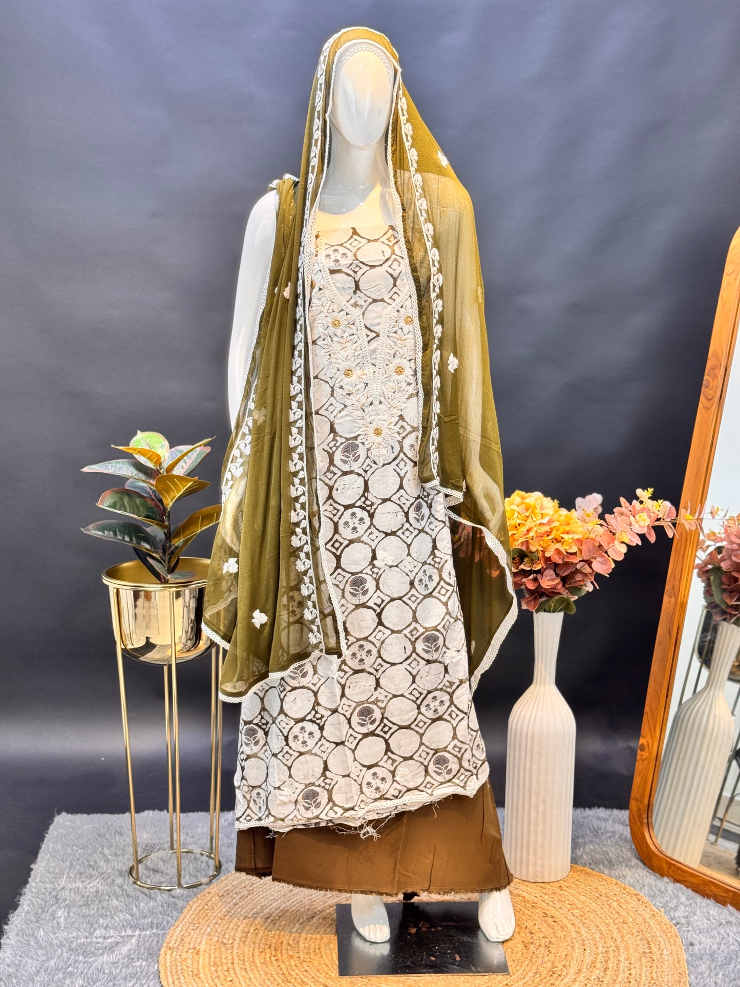 Thread Work Salwar Suit Material
