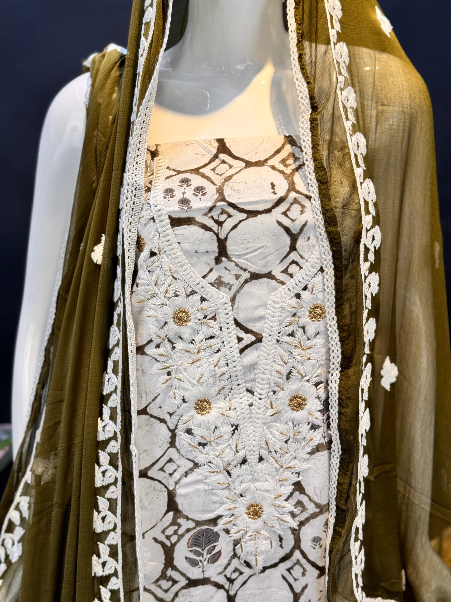 Thread Work Salwar Suit Material