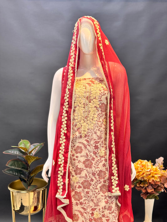 Thread Work Salwar Suit Material