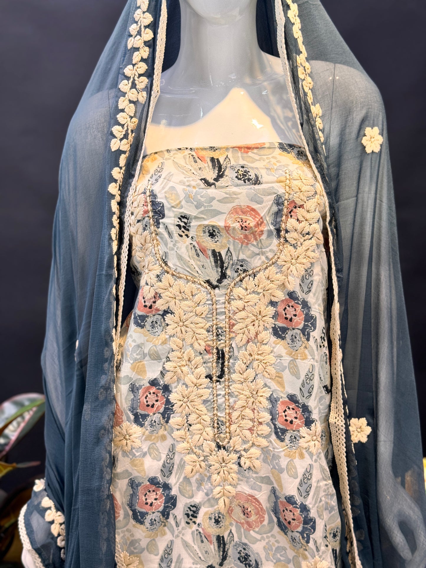 Thread Work Salwar Suit Material