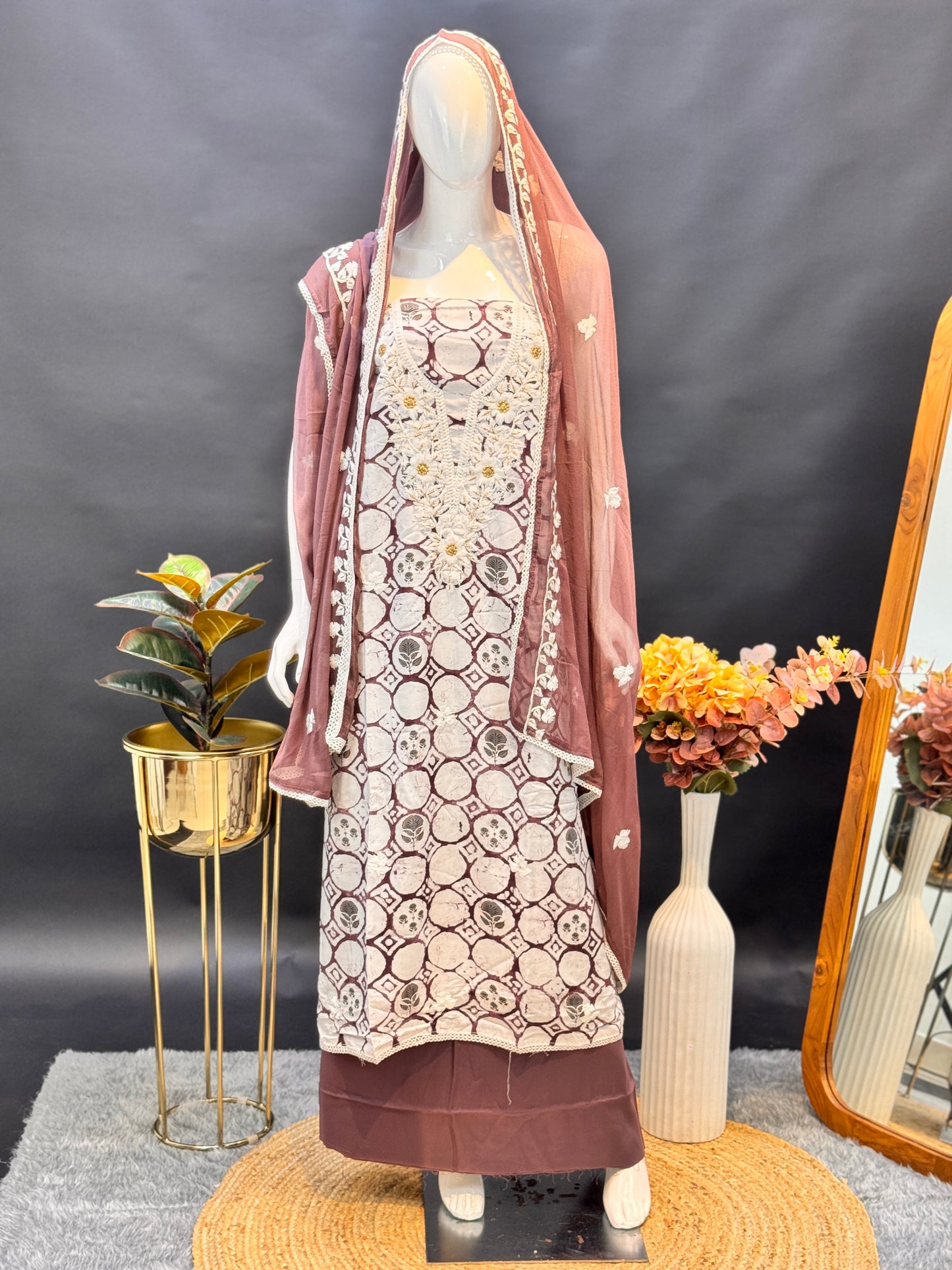 Thread Work Salwar Suit Material