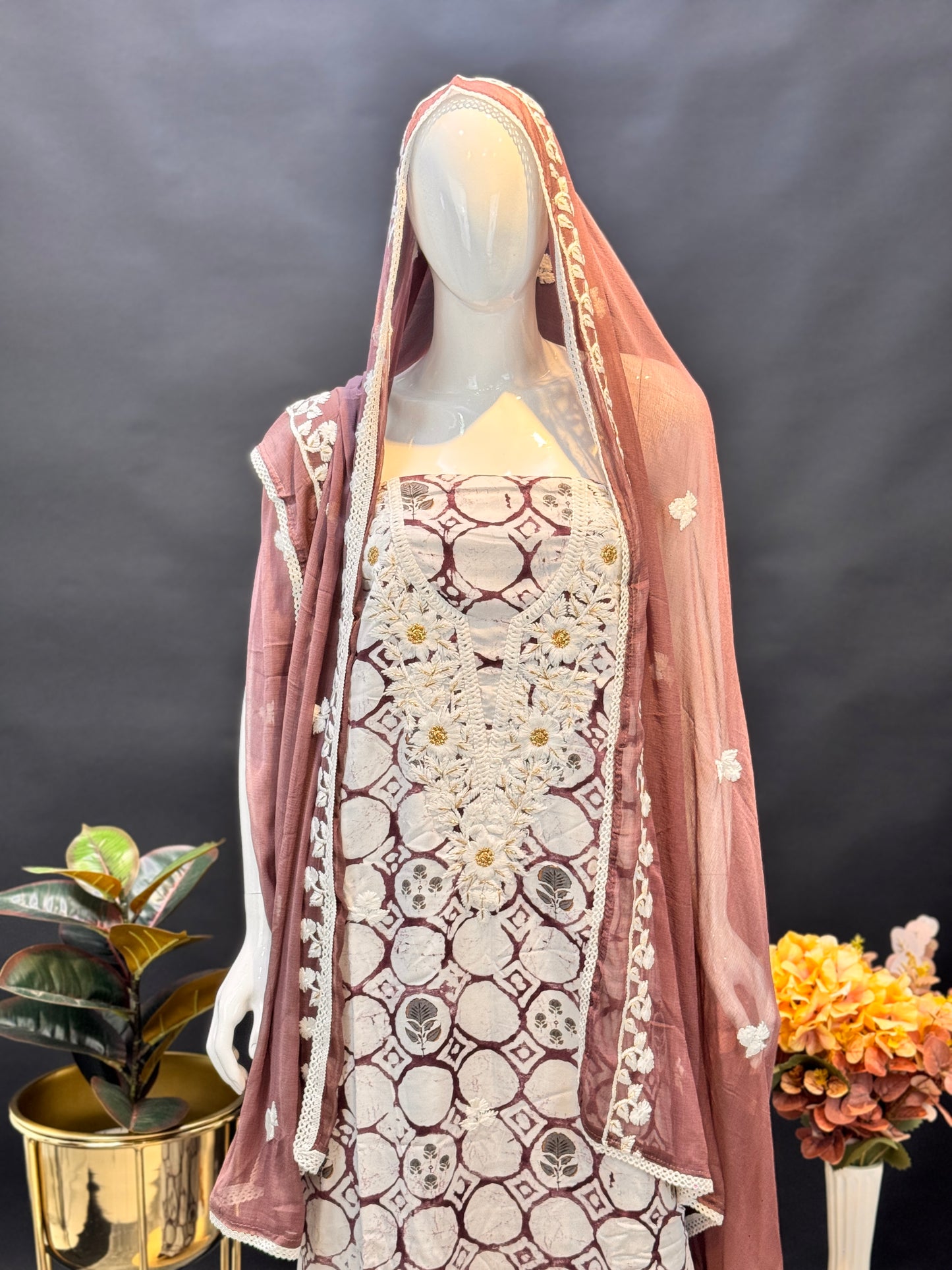 Thread Work Salwar Suit Material