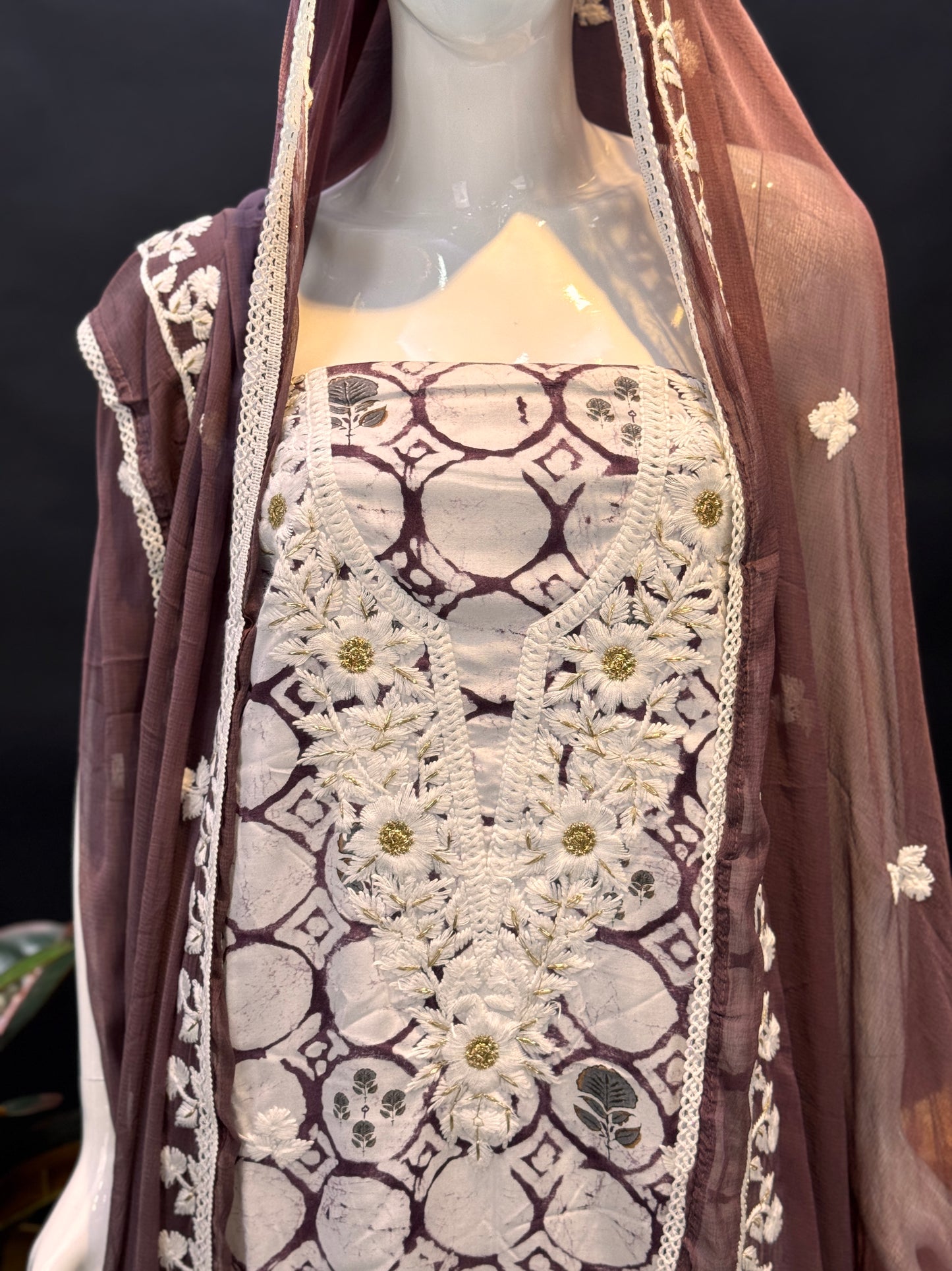 Thread Work Salwar Suit Material