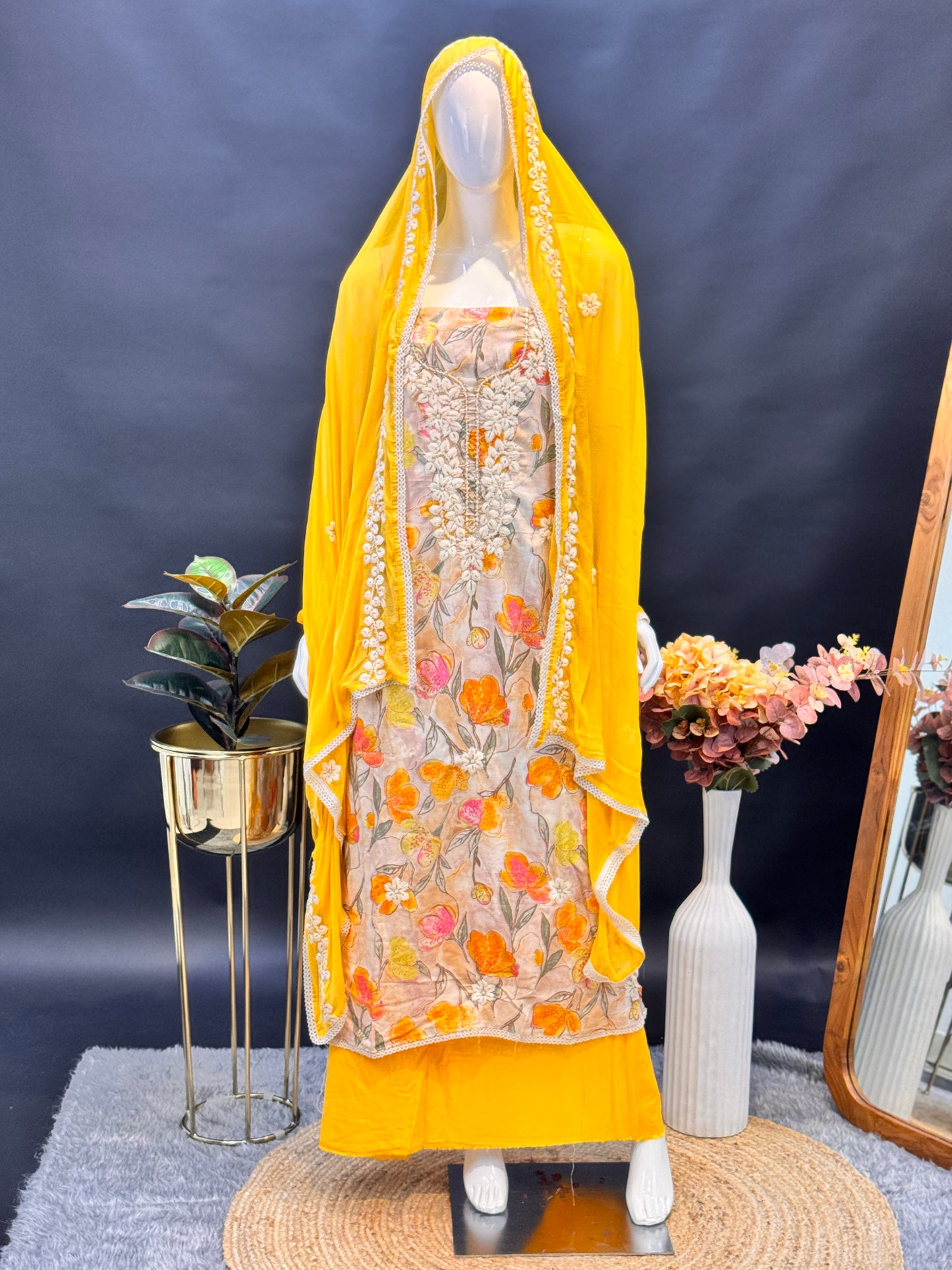 Thread Work Salwar Suit Material