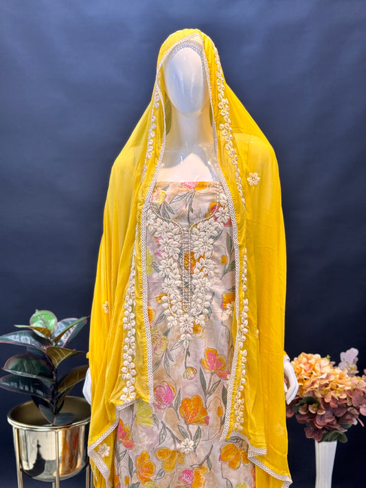 Thread Work Salwar Suit Material