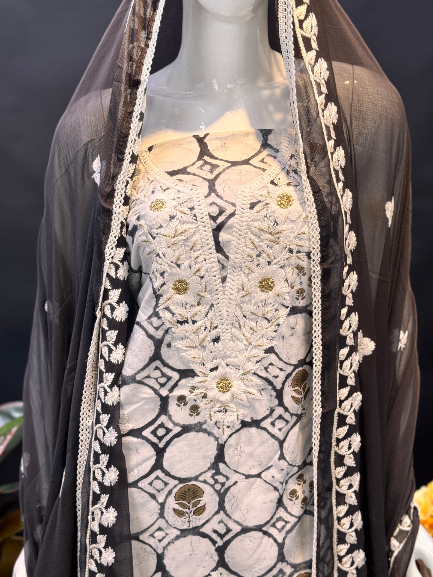 Thread Work Salwar Suit Material
