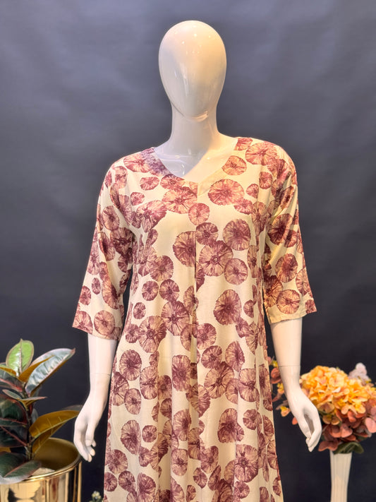 BUDGET FIT Floral Printed Rayon A-Line Kurti