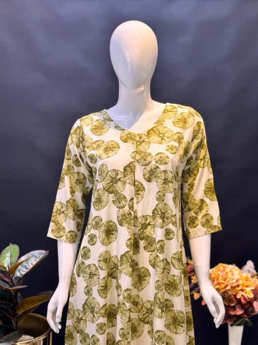 BUDGET FIT Floral Printed Rayon A-Line Kurti