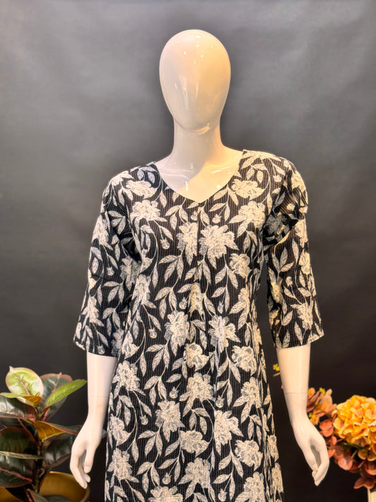 BUDGET FIT Floral Printed Cotton A-Line Kurti